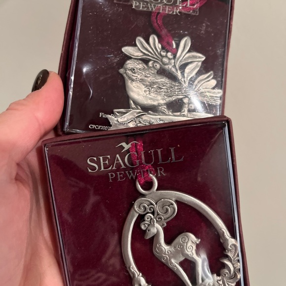 SEAGULL Pewter Canada Christmas Tree Ornaments Bird Deer 2004 2008 Lot Of 2 Box - Picture 11 of 12